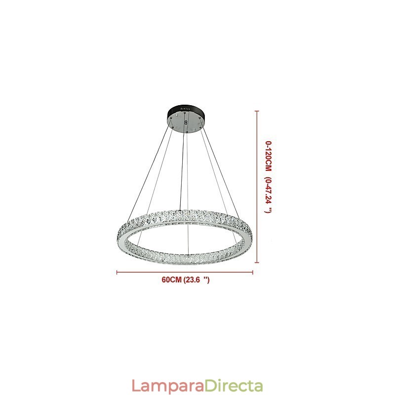 Lámpara colgante de techo con anillo regulable, moderna lámpara de araña para interiores con control remoto