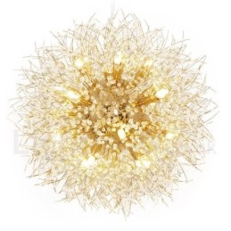 Lámpara de araña de metal y cristal con forma de diente de león cromado con forma de globo de fuegos artificiales