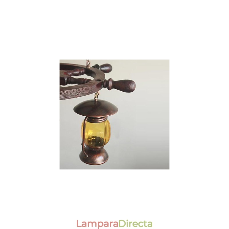 Lámpara de araña de bambú con pintura retro de madera