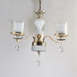 Lámpara de araña de cristal de metal con acabado galvanizado moderno y contemporáneo.