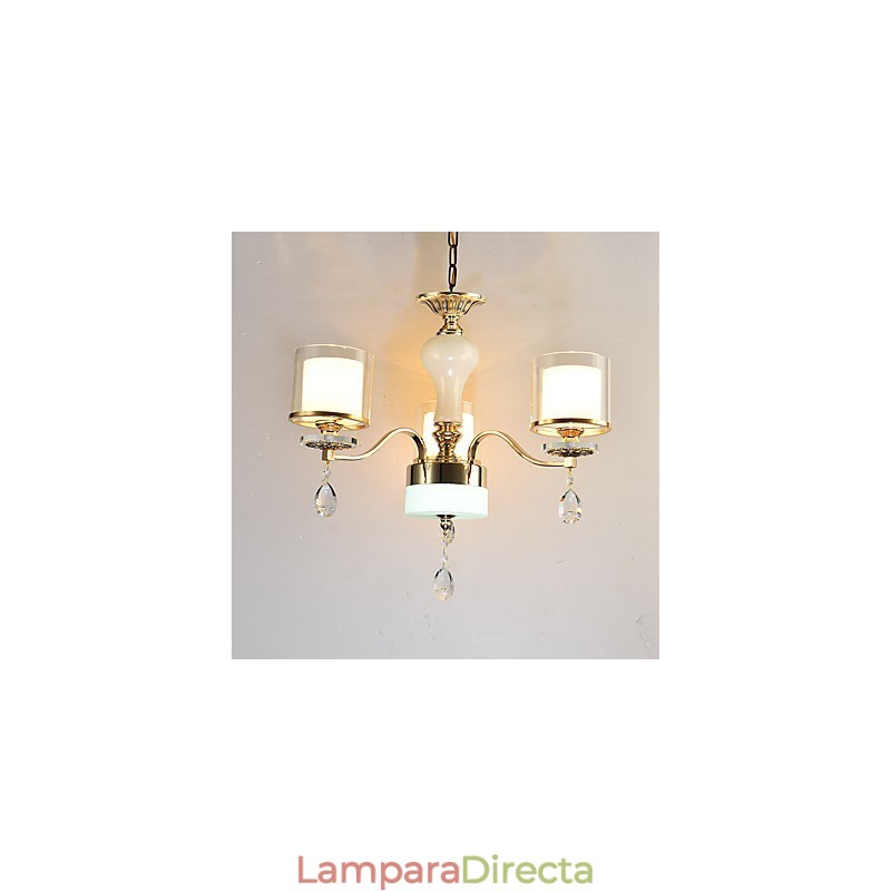 Lámpara de araña de cristal de metal con acabado galvanizado moderno y contemporáneo.