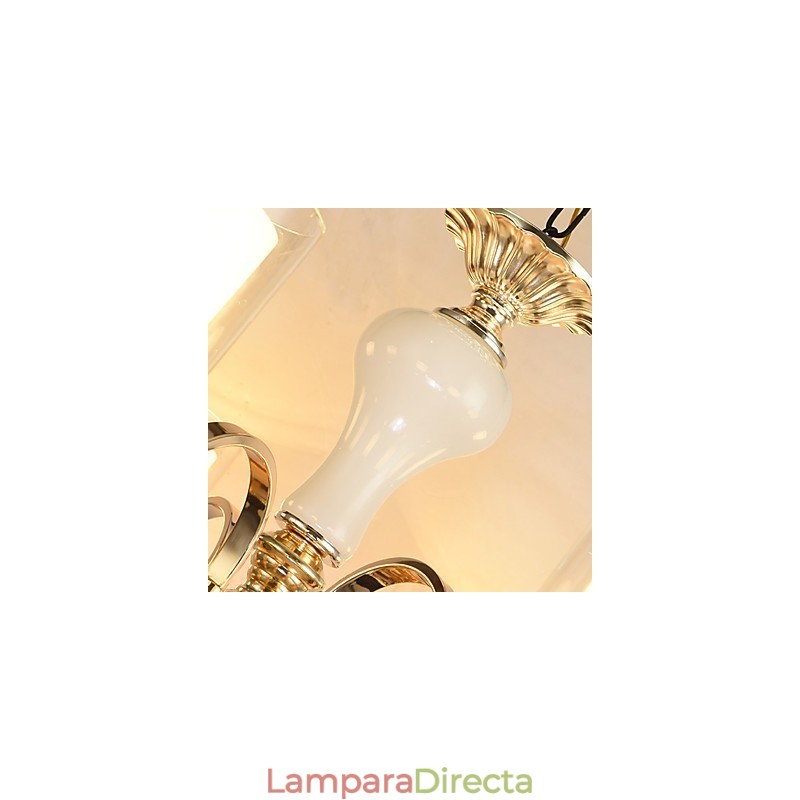 Lámpara de araña de cristal de metal con acabado galvanizado moderno y contemporáneo.