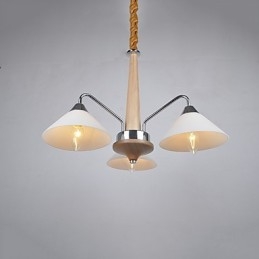Lámpara de araña de bambú de madera galvanizada con acabado contemporáneo moderno