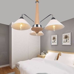 Lámpara de araña de bambú de madera galvanizada con acabado contemporáneo moderno