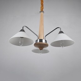 Lámpara de araña de bambú de madera galvanizada con acabado contemporáneo moderno