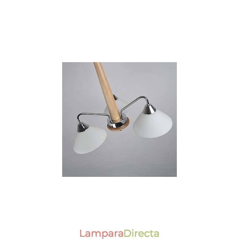 Lámpara de araña de bambú de madera galvanizada con acabado contemporáneo moderno