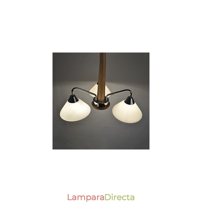 Lámpara de araña de bambú de madera galvanizada con acabado contemporáneo moderno