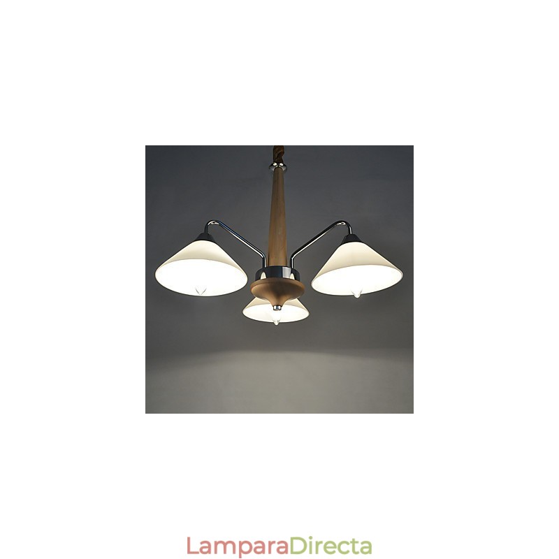 Lámpara de araña de bambú de madera galvanizada con acabado contemporáneo moderno