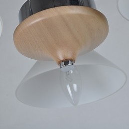Lámpara de araña de bambú de madera galvanizada con acabado contemporáneo moderno