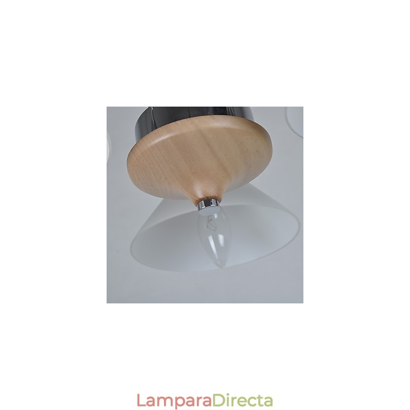 Lámpara de araña de bambú de madera galvanizada con acabado contemporáneo moderno