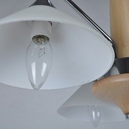 Lámpara de araña de bambú de madera galvanizada con acabado contemporáneo moderno