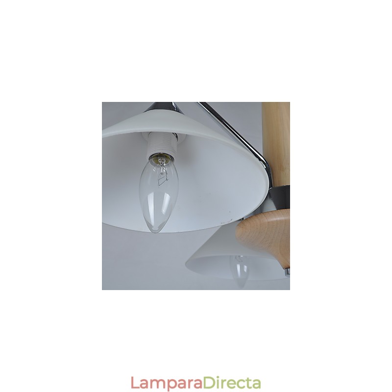 Lámpara de araña de bambú de madera galvanizada con acabado contemporáneo moderno
