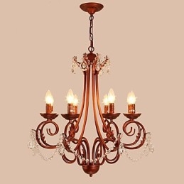 Lámpara de araña de 8 luces, moderna, contemporánea, tradicional, estilo logia, vintage, retro, estilo campestre, con detalles en metal y cristal.