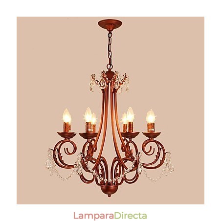 Lámpara de araña de 8 luces, moderna, contemporánea, tradicional, estilo logia, vintage, retro, estilo campestre, con detalles en metal y cristal. Lámpara de araña de 8 luces, moderna, contemporánea, tradicional, estilo logia, vintage, retro, estilo campestre, con detalles en metal y cristal.