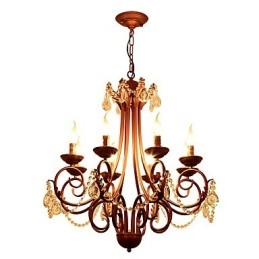 Lámpara de araña de 8 luces, moderna, contemporánea, tradicional, estilo logia, vintage, retro, estilo campestre, con detalles en metal y cristal.