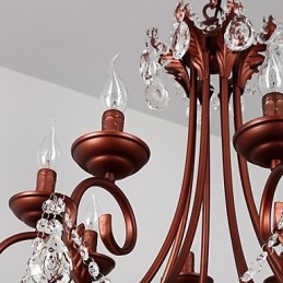 Lámpara de araña de 8 luces, moderna, contemporánea, tradicional, estilo logia, vintage, retro, estilo campestre, con detalles en metal y cristal.