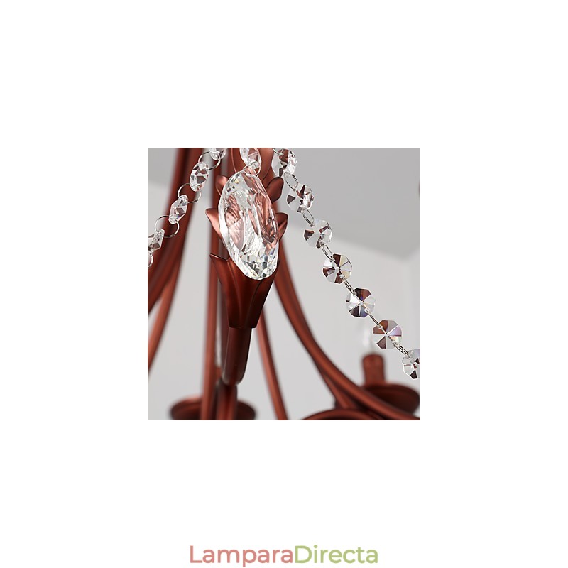 Lámpara de araña de 8 luces, moderna, contemporánea, tradicional, estilo logia, vintage, retro, estilo campestre, con detalles en metal y cristal.