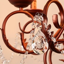 Lámpara de araña de 8 luces, moderna, contemporánea, tradicional, estilo logia, vintage, retro, estilo campestre, con detalles en metal y cristal.