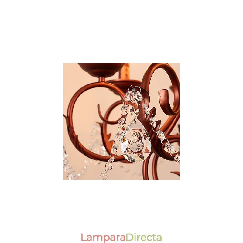 Lámpara de araña de 8 luces, moderna, contemporánea, tradicional, estilo logia, vintage, retro, estilo campestre, con detalles en metal y cristal.