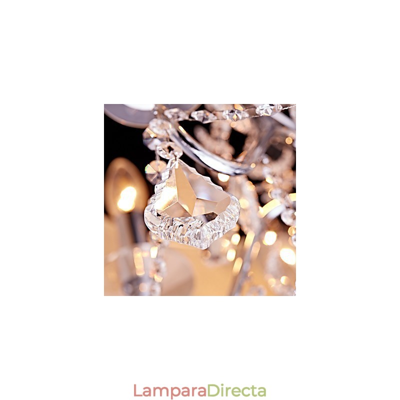 Lámpara de araña de metal moderna, contemporánea, tradicional, clásica, campestre, cromada, para diseñadores de estilo mini de cristal.