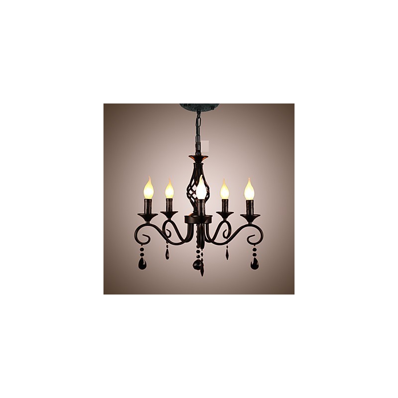 Lámpara de araña de cristal tradicional, iluminación interior, 5 velas, lámpara de araña sencilla
