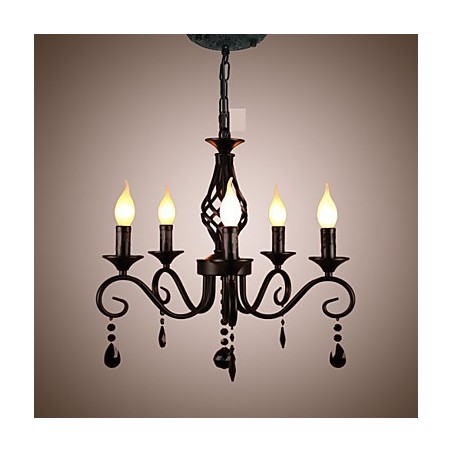 Lámpara de araña de cristal tradicional, iluminación interior, 5 velas, lámpara de araña sencilla Lámpara de araña de cristal tradicional, iluminación interior, 5 velas, lámpara de araña sencilla