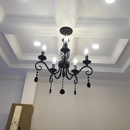 Lámpara de araña de cristal tradicional, iluminación interior, 5 velas, lámpara de araña sencilla