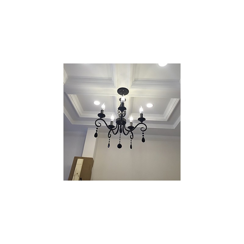 Lámpara de araña de cristal tradicional, iluminación interior, 5 velas, lámpara de araña sencilla