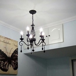 Lámpara de araña de cristal tradicional, iluminación interior, 5 velas, lámpara de araña sencilla