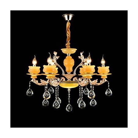 Lámpara de araña de metal estilo mini de cristal con 6 bombillas, con una característica clásica tradicional de aleación de zinc. Lámpara de araña de metal estilo mini de cristal con 6 bombillas, con una característica clásica tradicional de aleación de zinc.