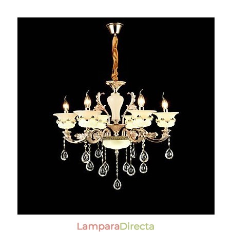Lámpara de araña de metal estilo mini de cristal con 6 bombillas, con una característica clásica tradicional de aleación de zinc. Lámpara de araña de metal estilo mini de cristal con 6 bombillas, con una característica clásica tradicional de aleación de zinc.