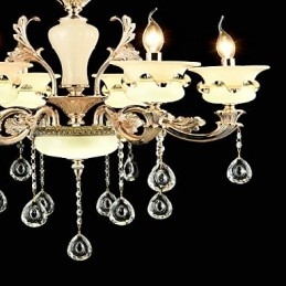 Lámpara de araña de metal estilo mini de cristal con 6 bombillas, con una característica clásica tradicional de aleación de zinc.