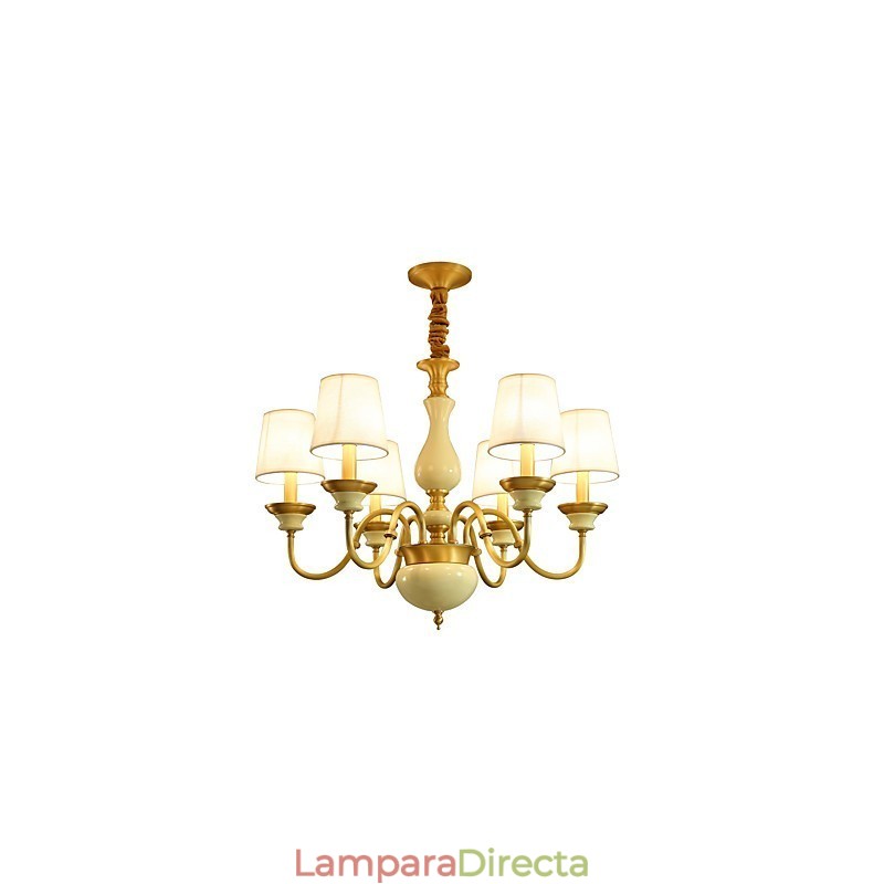 Lámpara de araña de cobre, lámpara de araña decorativa de jade D