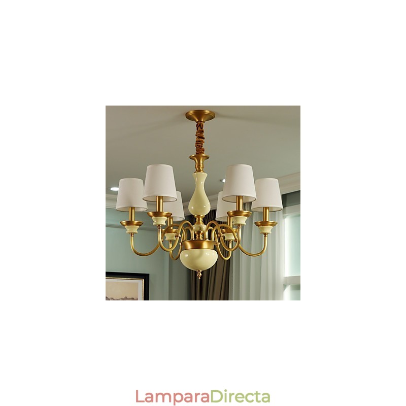 Lámpara de araña de cobre, lámpara de araña decorativa de jade D