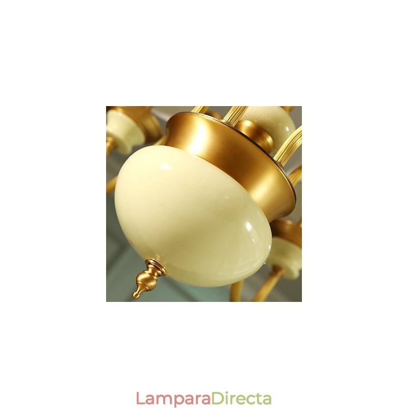 Lámpara de araña de cobre, lámpara de araña decorativa de jade D