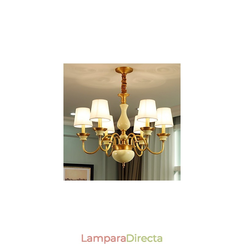 Lámpara de araña de cobre, lámpara de araña decorativa de jade D