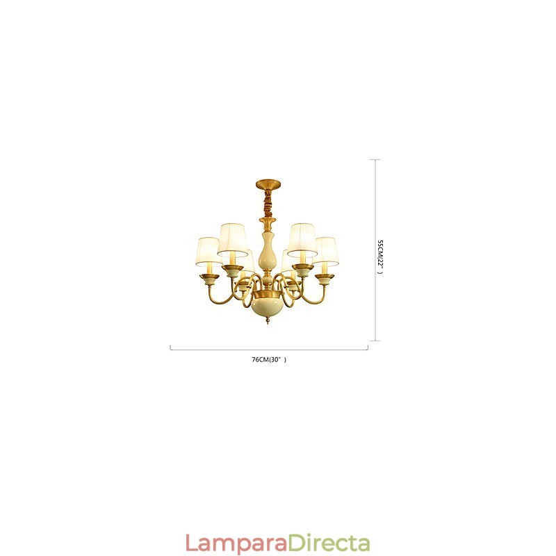 Lámpara de araña de cobre, lámpara de araña decorativa de jade D