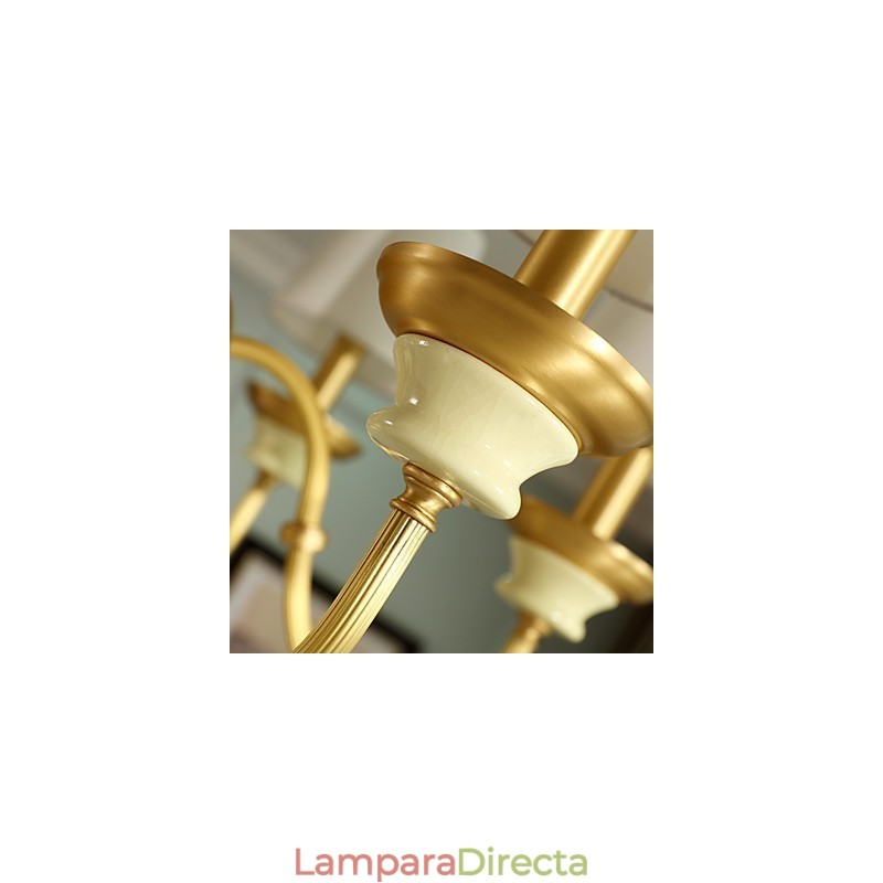 Lámpara de araña de cobre, lámpara de araña decorativa de jade D