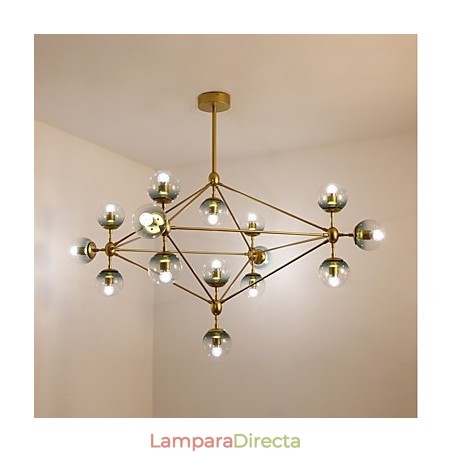 Lámpara colgante de cristal y metal Modo de estilo europeo posmoderno de quince luces para decorar el vestíbulo, lámpara de araña industrial Lámpara colgante de cristal y metal Modo de estilo europeo posmoderno de quince luces para decorar el vestíbulo, lámpara de araña industrial
