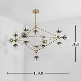 Lámpara colgante de cristal y metal Modo de estilo europeo posmoderno de quince luces para decorar el vestíbulo, lámpara de araña industrial