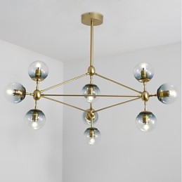 Lámpara colgante de cristal y metal Modo de estilo europeo posmoderno de diez luces para decorar el vestíbulo, lámpara de araña industrial