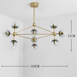 Lámpara colgante de cristal y metal Modo de estilo europeo posmoderno de diez luces para decorar el vestíbulo, lámpara de araña industrial
