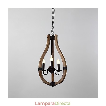 Lámpara colgante decorativa de tres luces con diseño de pintura vintage en estilo mini de madera y bambú. Lámpara colgante decorativa de tres luces con diseño de pintura vintage en estilo mini de madera y bambú.