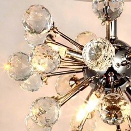 Lámpara de araña moderna contemporánea de cristal estilo mini de metal cromado con montaje empotrado