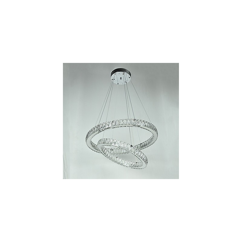 Lámpara de araña de cristal para interiores, moderna lámpara colgante de techo, iluminación regulable con control remoto