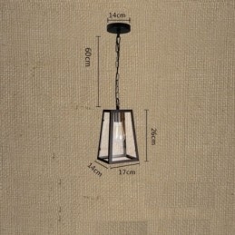 Lámpara colgante vintage de metal con pantalla de cristal