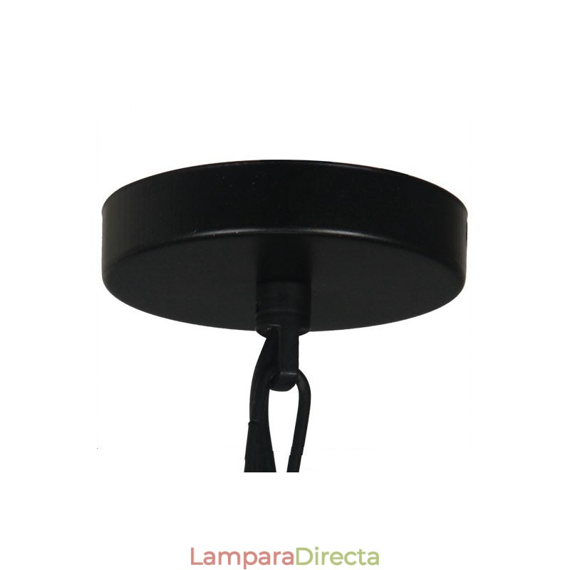Lámpara colgante vintage de metal con pantalla de cristal