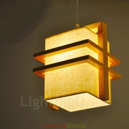 1 lámpara colgante retro vintage de madera clara con pantalla de tela 1 lámpara colgante retro vintage de madera clara con pantalla de tela