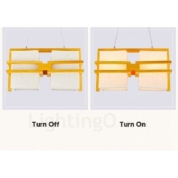 Lámpara colgante retro vintage de madera de 2 luces con pantalla de tela