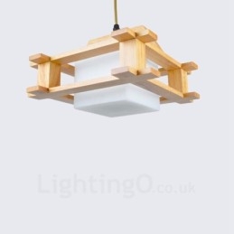 1 Lámpara colgante de madera moderna contemporánea de estilo nórdico con pantalla de cristal